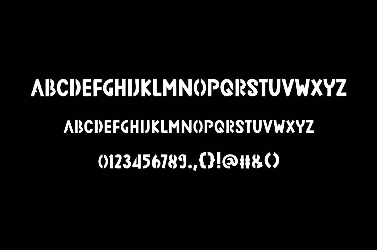 Bold Condensed Stencil Font (Kismet Font 10) artwork preview (photo 5)