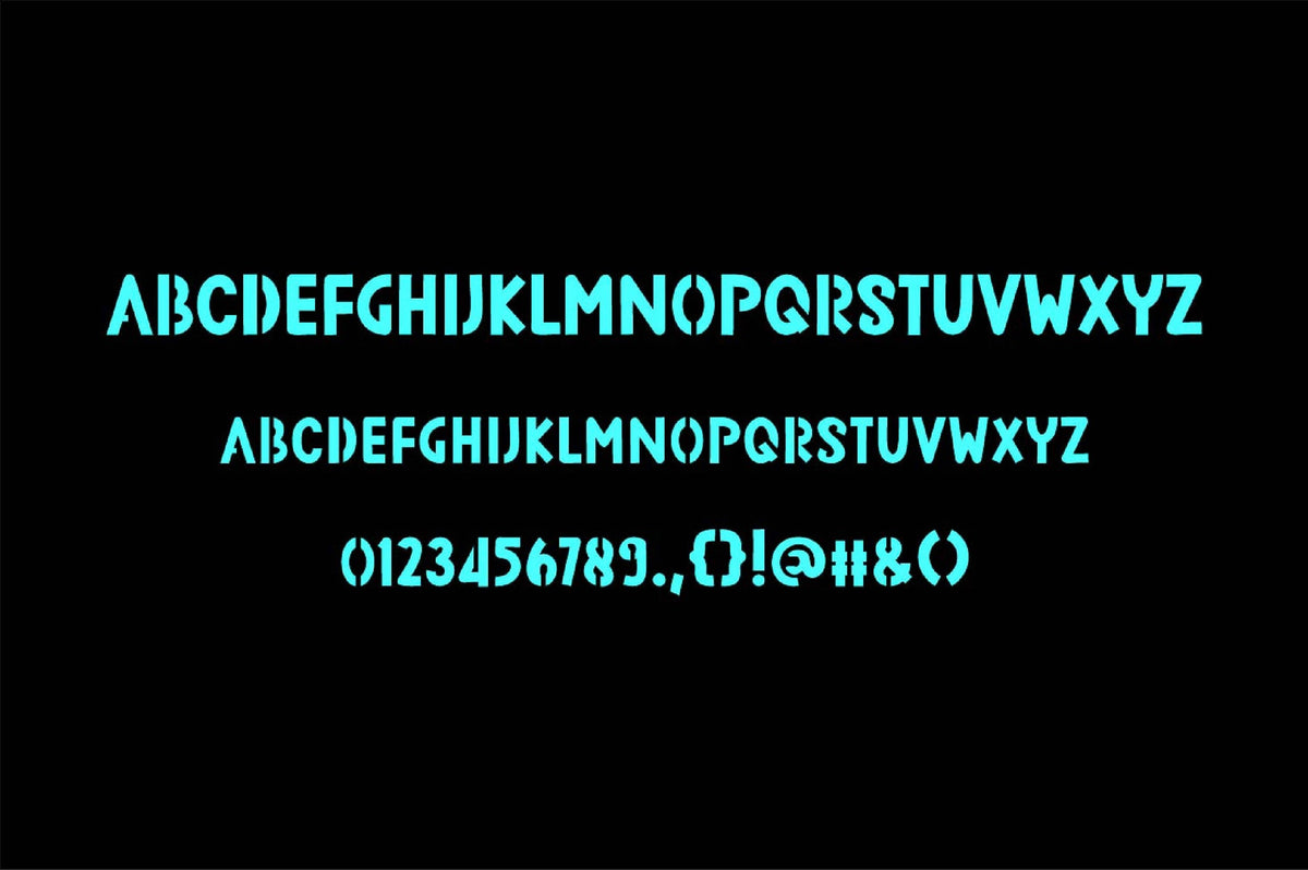 Bold Condensed Stencil Font (Kismet Font 10) artwork preview (photo 6)