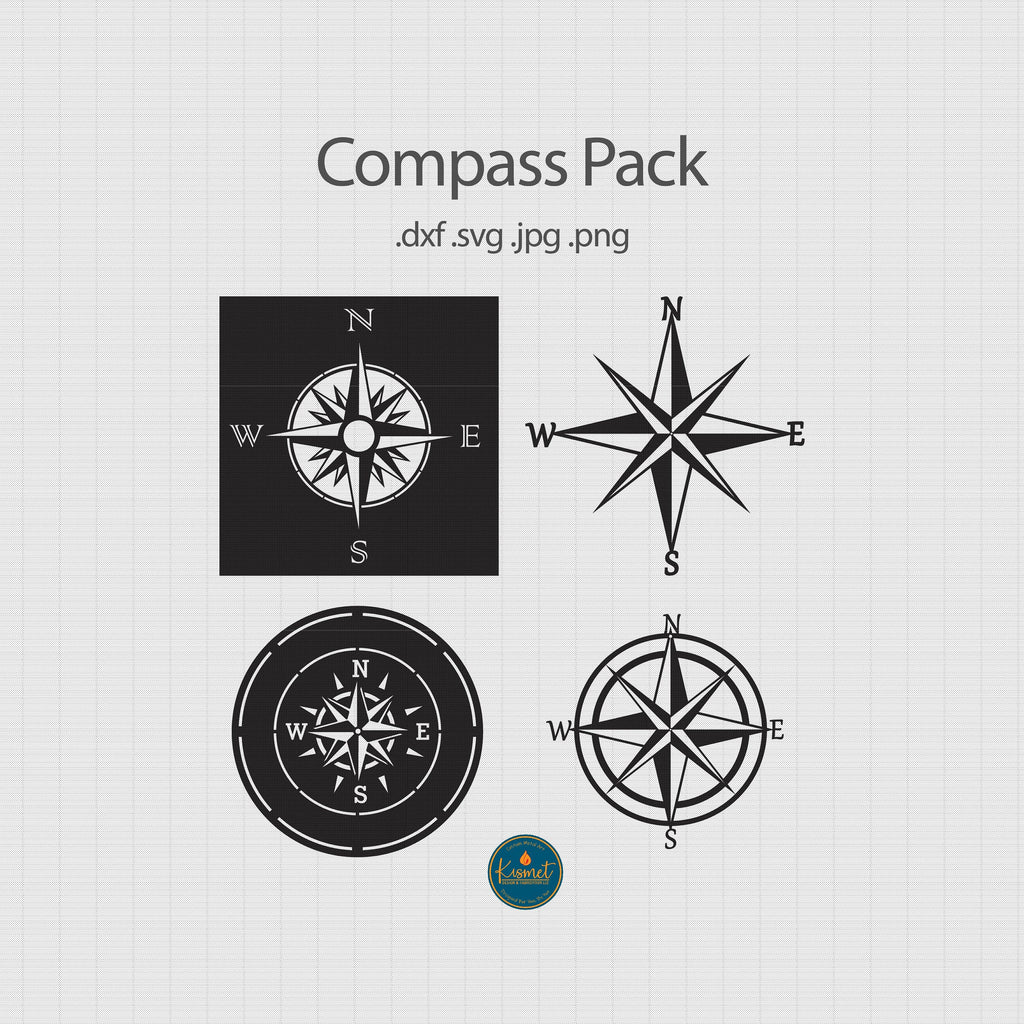 Four Compass Rose Designs DXF/SVG design preview with file details