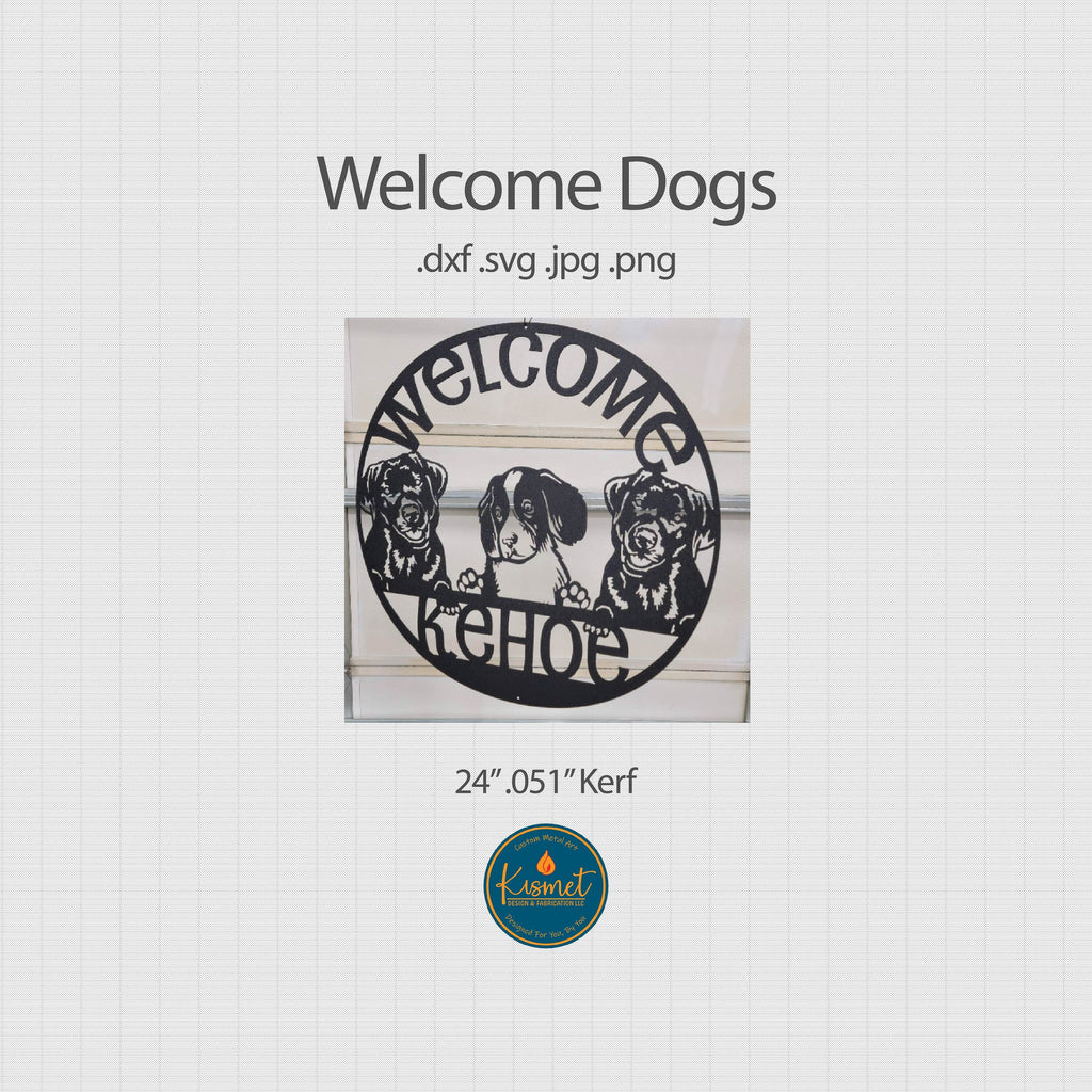 Welcome Doggos Name Sign DXF/SVG design preview with file details