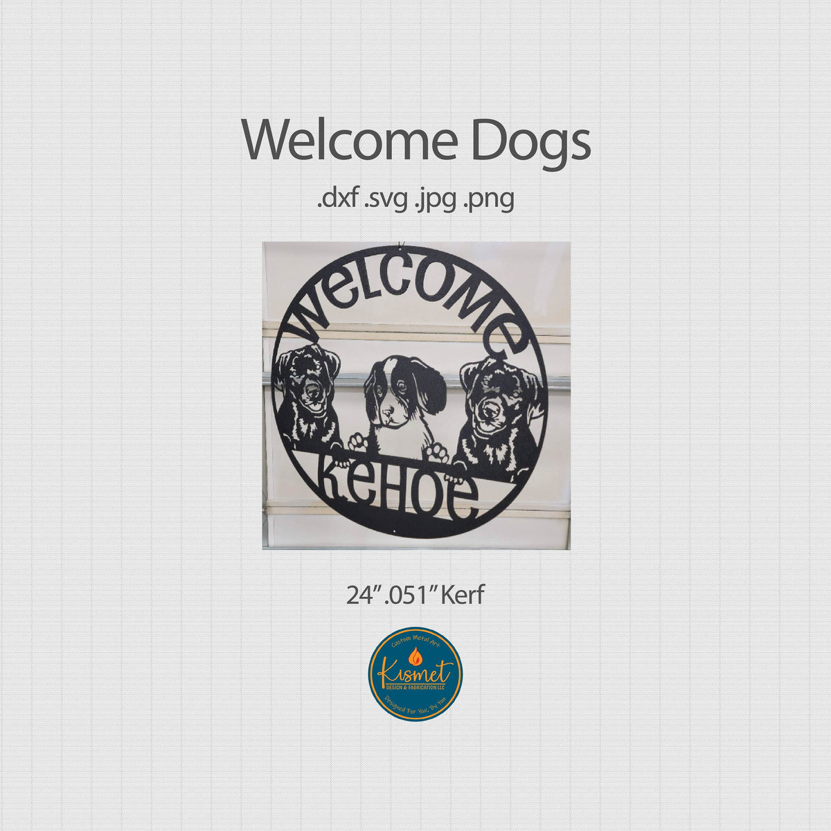 Welcome Doggos Name Sign DXF/SVG design preview with file details