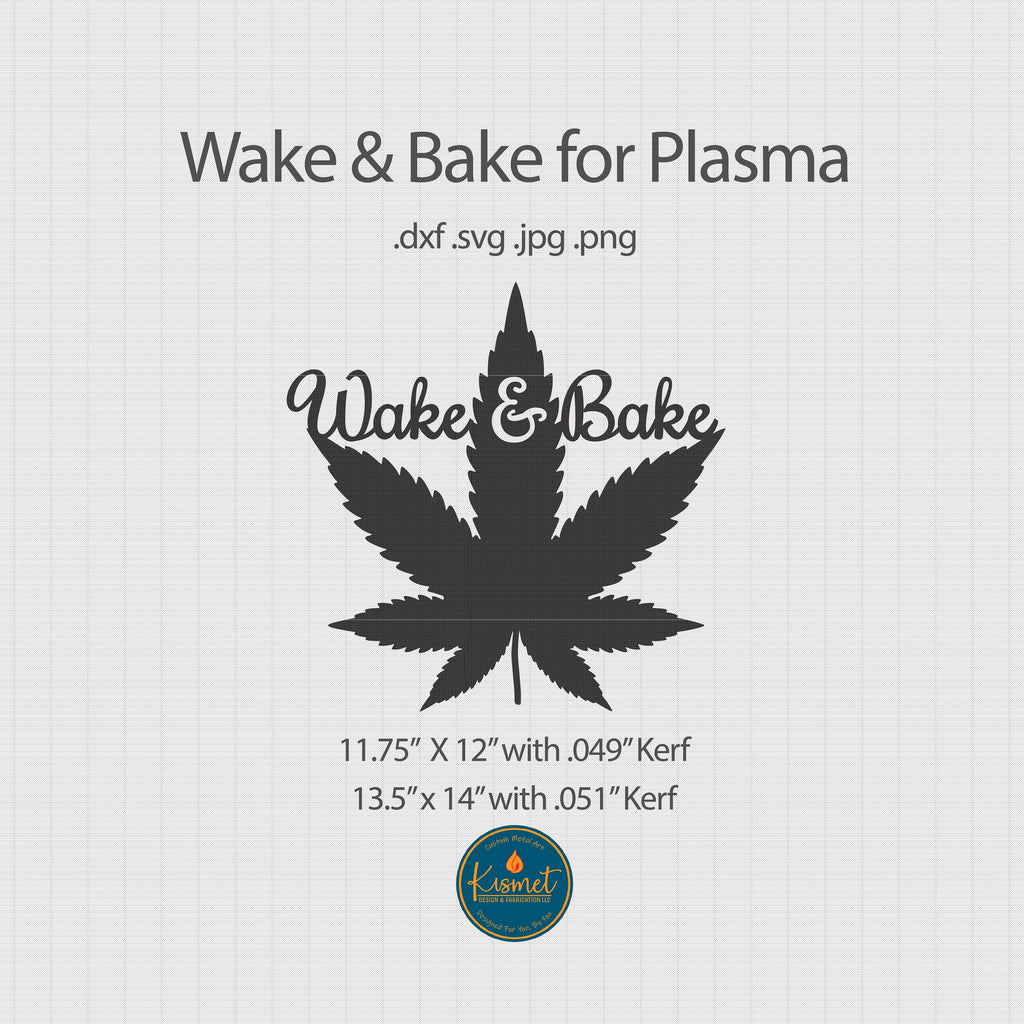 Wake & Bake Cannabis Leaf DXF/SVG design preview with file details