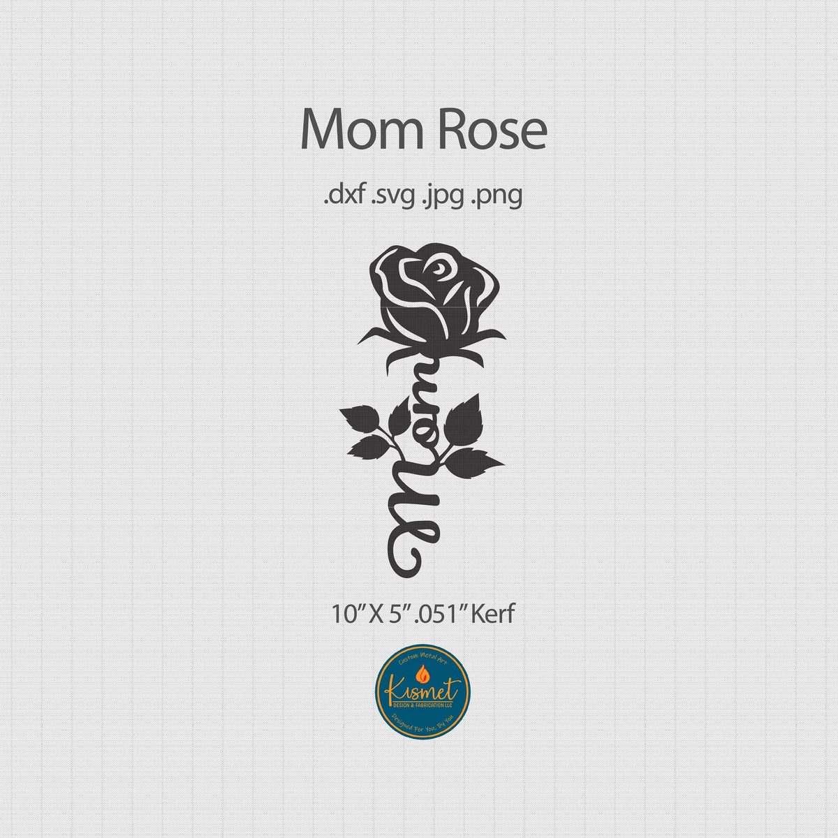 Mom Script with Rose Stem DXF/SVG design preview with file details