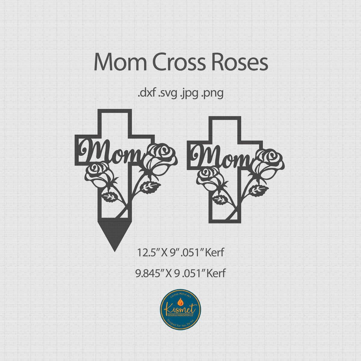 Mom Rose Cross Memorial Stake and Sign DXF/SVG design preview with file details