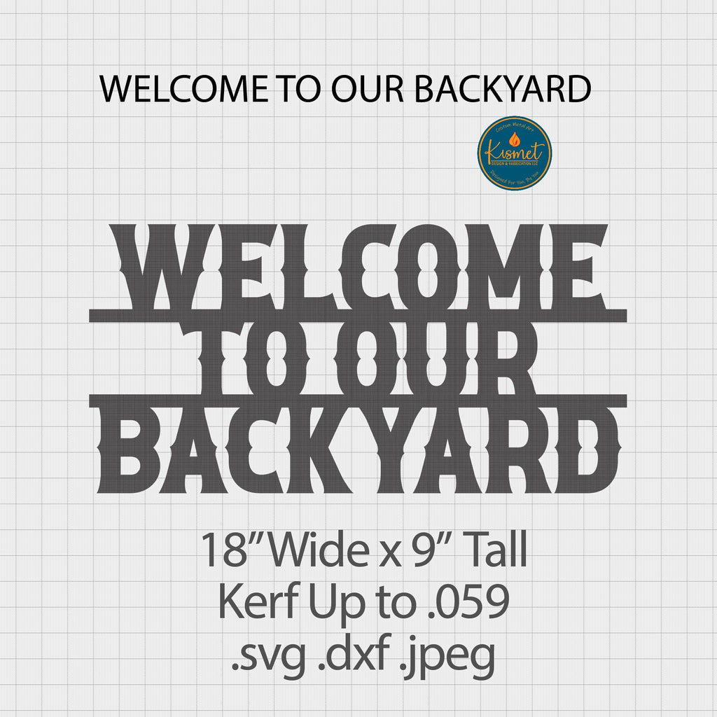 Welcome to Our Backyard Sign, Western Letters DXF/SVG design preview with file details (photo 2)