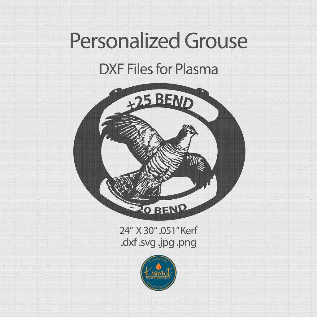 Grouse Sign DXF/SVG design preview with file details