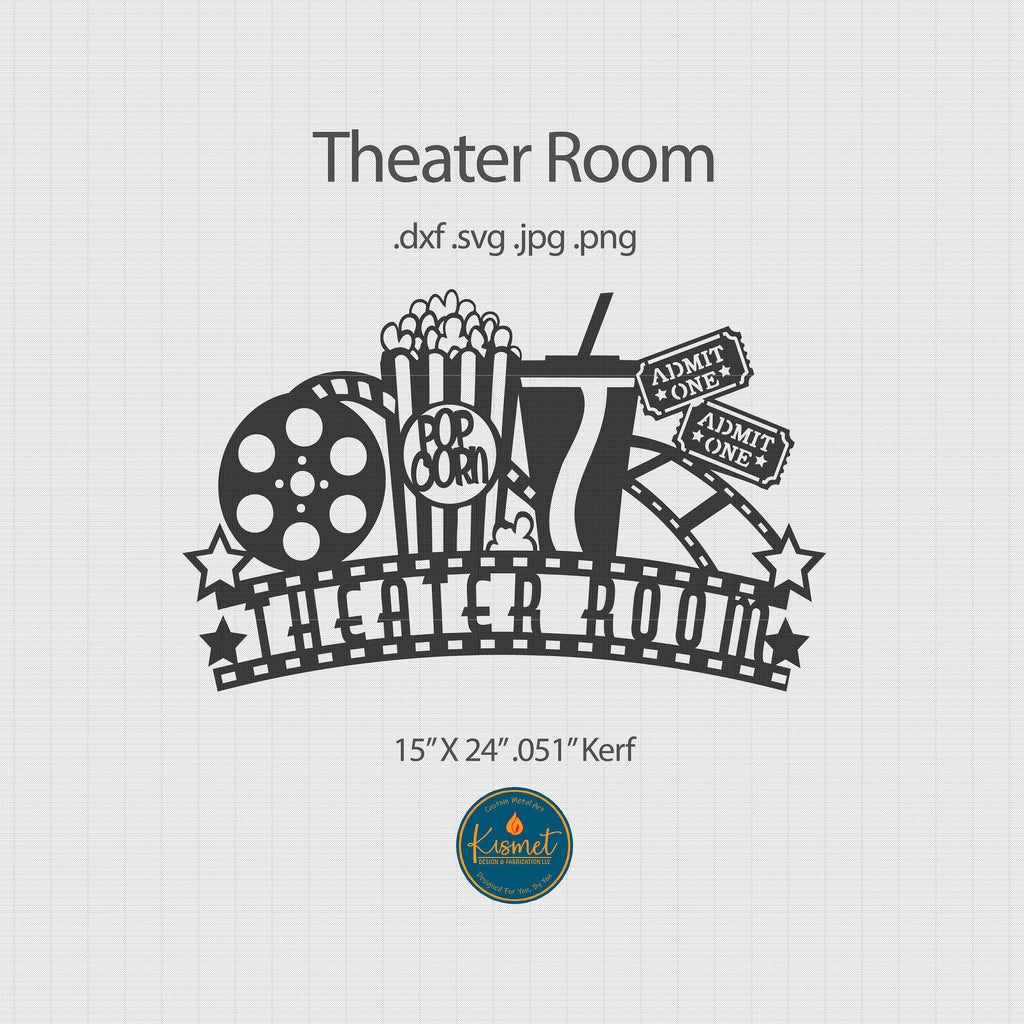 Theater Room Sign, THEATER Spelling DXF/SVG design preview with file details