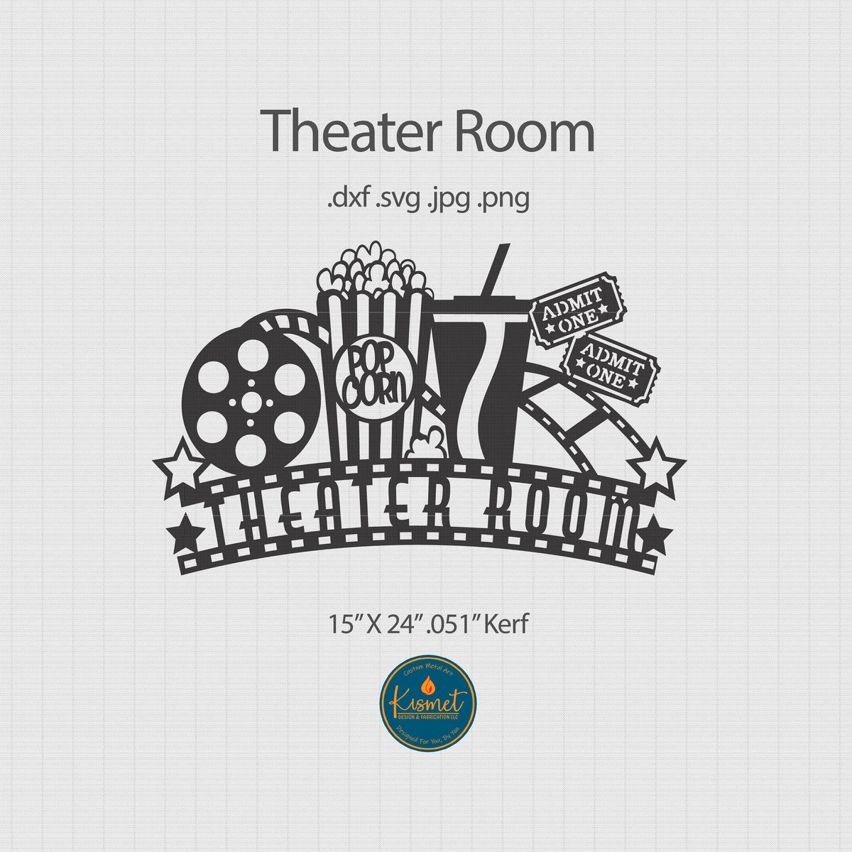 Theater Room Sign, THEATER Spelling DXF/SVG design preview with file details