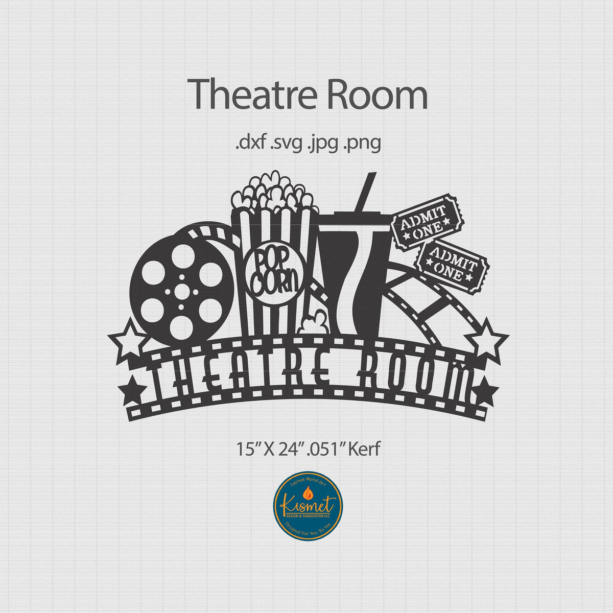 Theatre Room Sign, THEATRE Spelling DXF/SVG design preview with file details