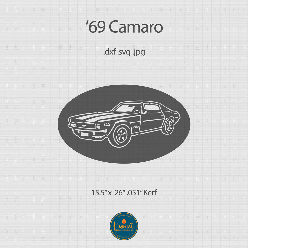 1969 Camaro SS Oval Sign DXF/SVG design preview with file details