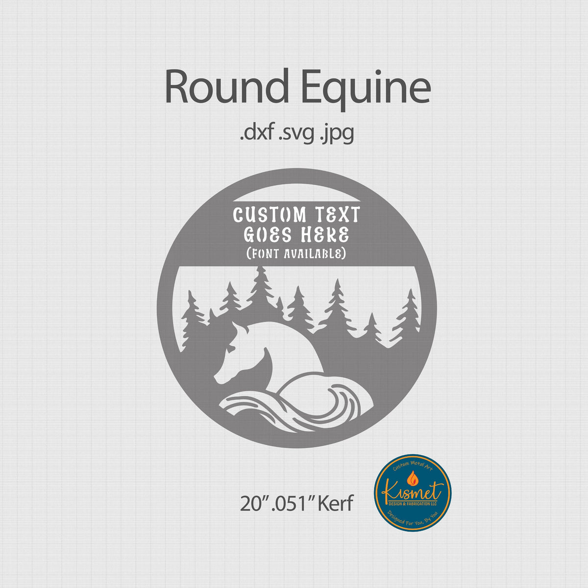 Horse and Pine Forest Round Sign DXF/SVG design preview with file details