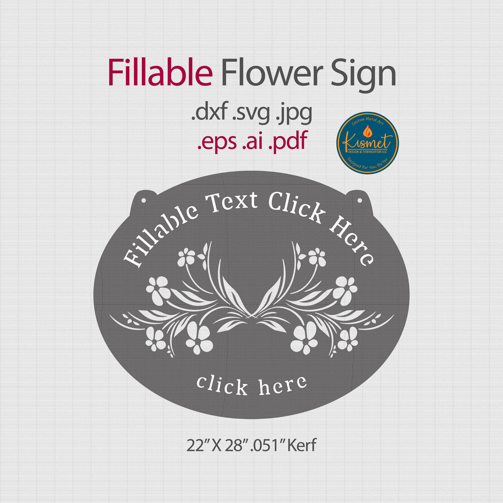 Fillable Floral Family Name Sign DXF/SVG design preview with file details
