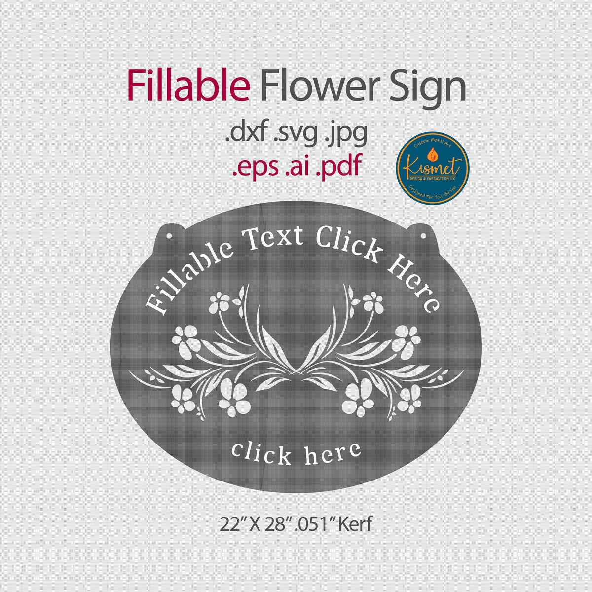 Fillable Floral Family Name Sign DXF/SVG design preview with file details