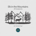 Elk Mountain Scene DXF/SVG design preview with file details