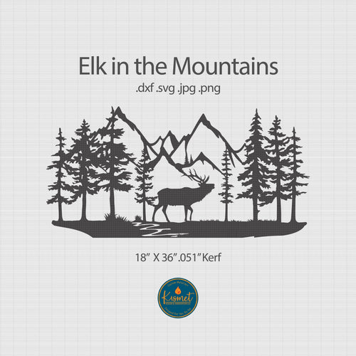 Elk Mountain Scene DXF/SVG design preview with file details