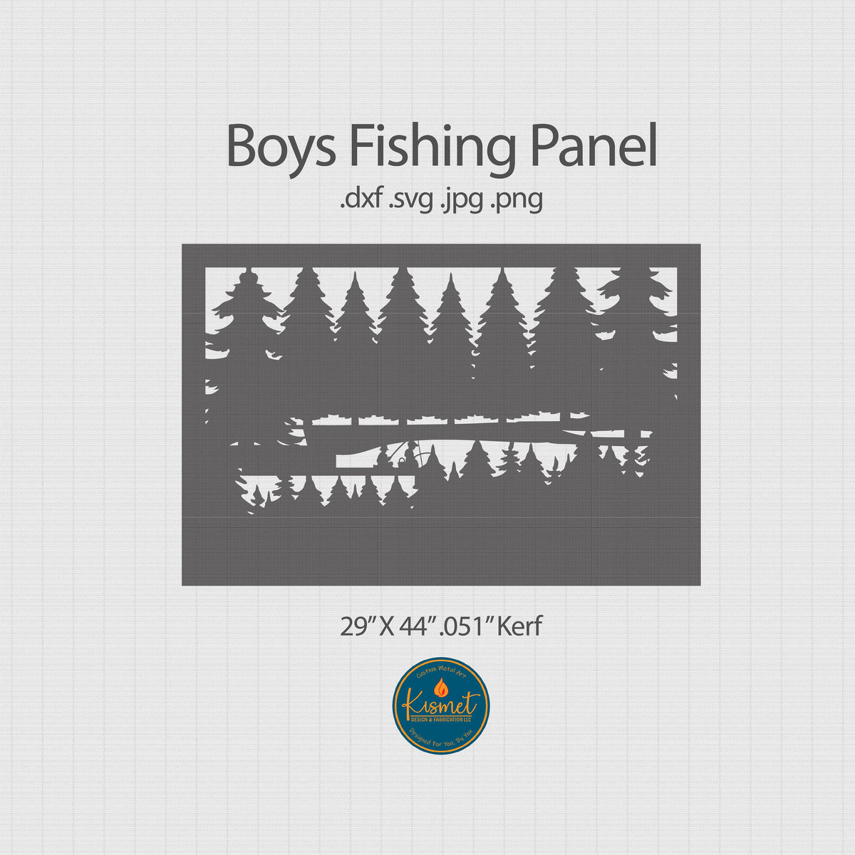 Boys Fishing Forest Panel DXF/SVG design preview with file details
