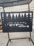 Boys Fishing Forest Panel finished metal example