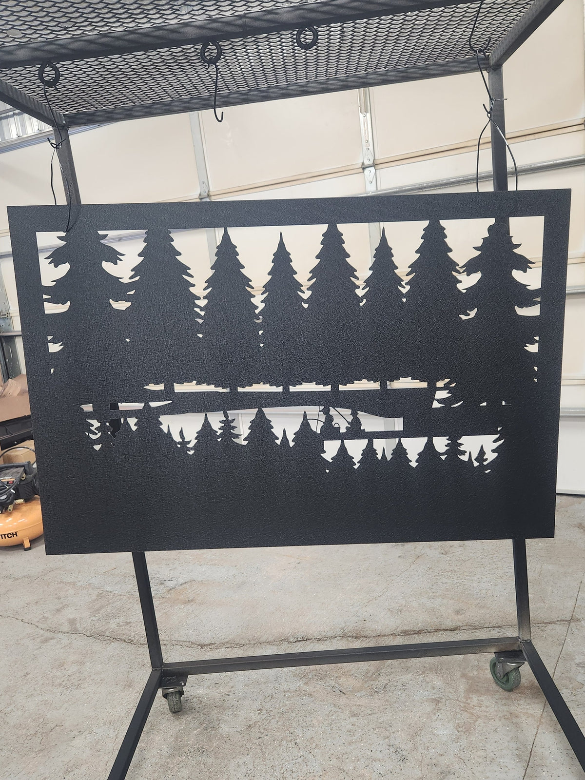 Boys Fishing Forest Panel finished metal example