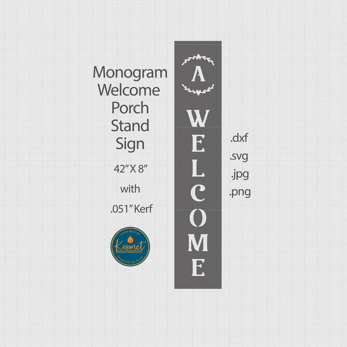 Vertical Monogram Welcome Porch Sign DXF/SVG design preview with file details (photo 7)