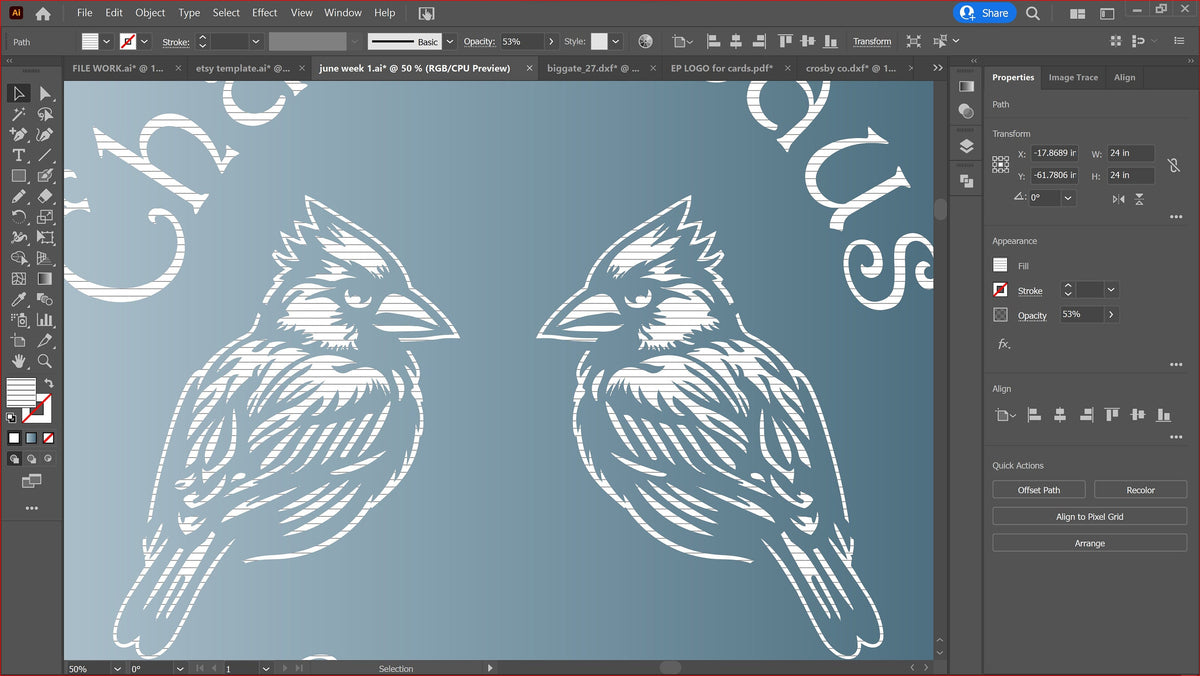 Two Cardinals Personalized Sign vector paths in design software