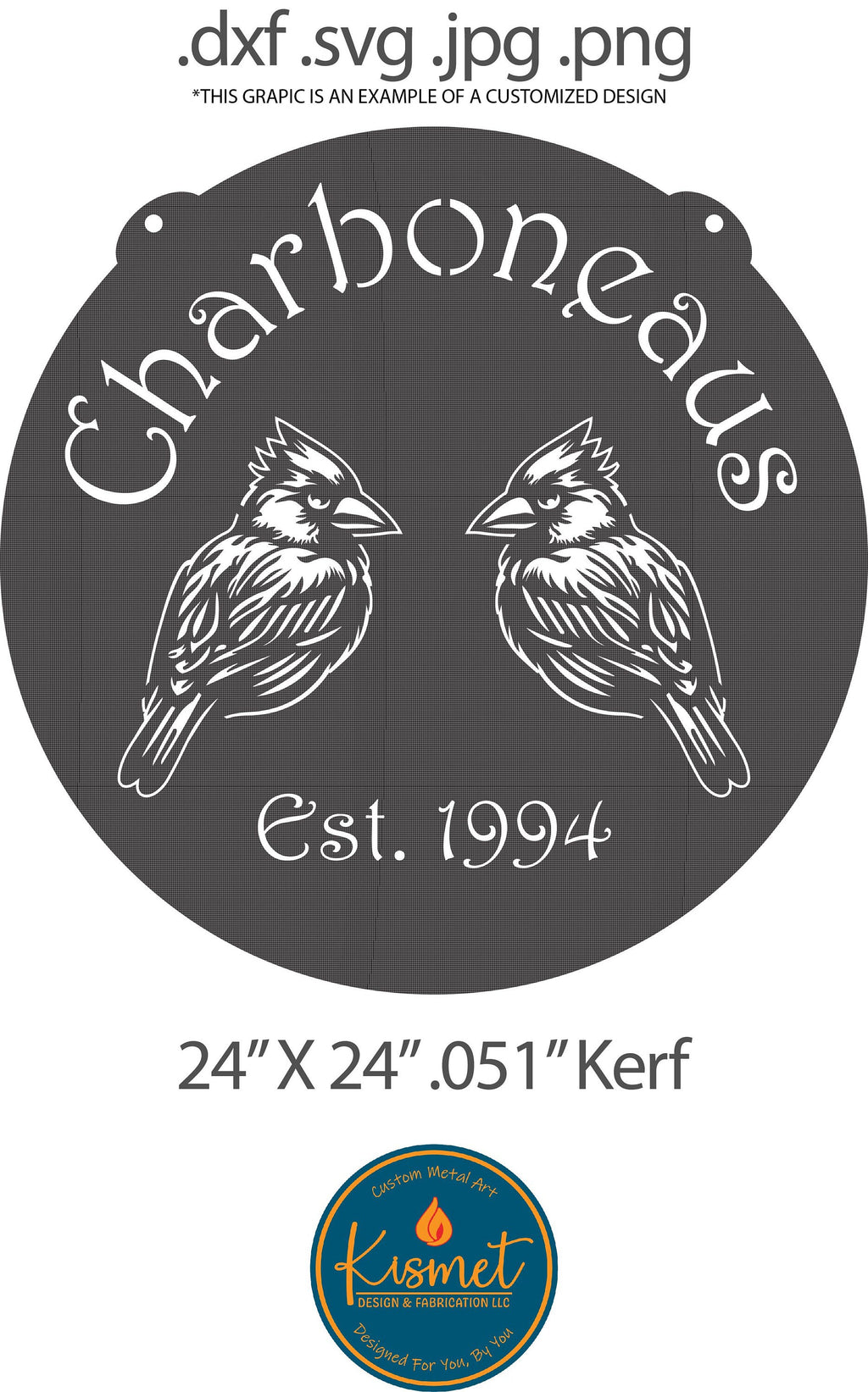 Two Cardinals Personalized Sign DXF/SVG design preview with file details (photo 5)