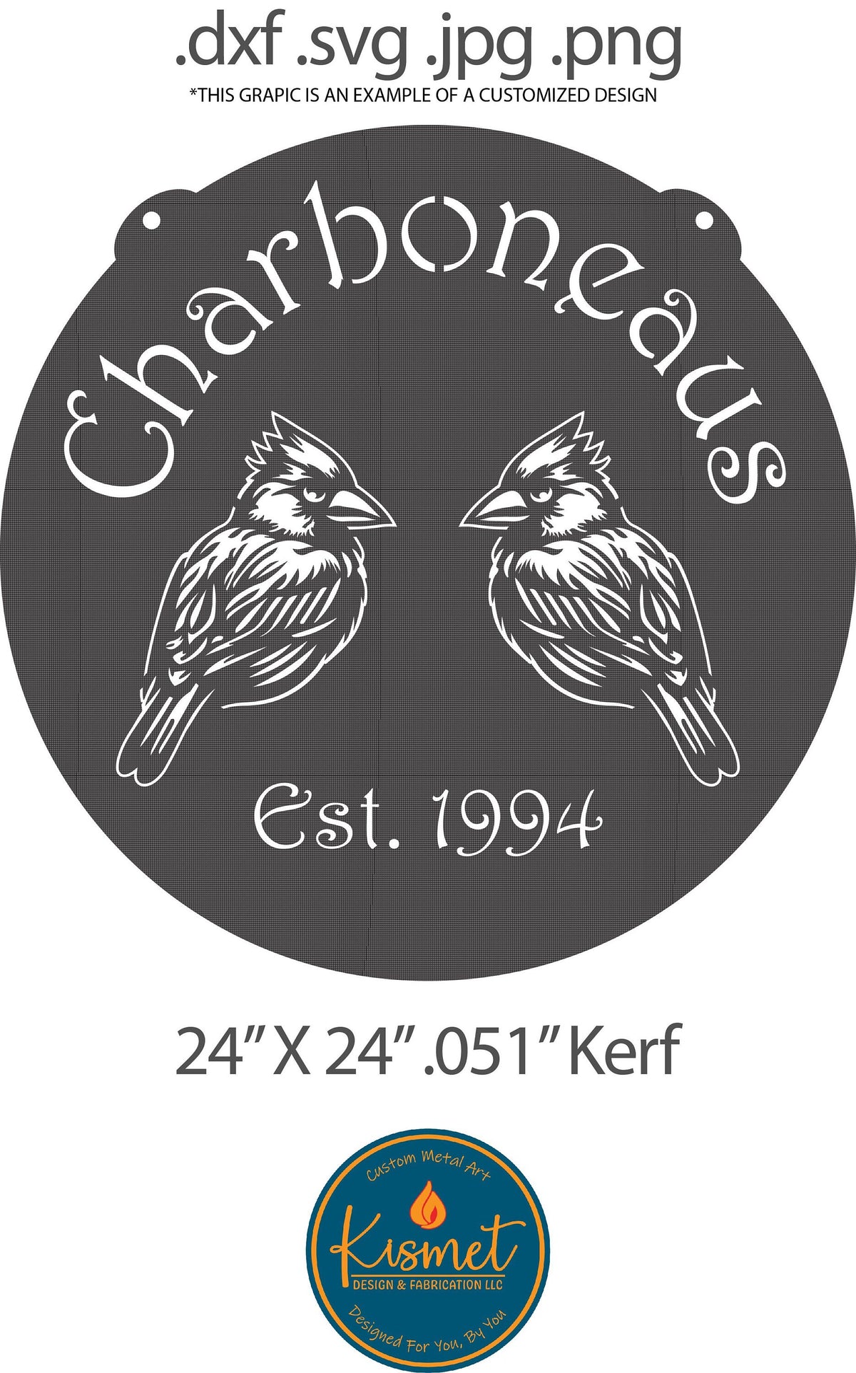 Two Cardinals Personalized Sign DXF/SVG design preview with file details (photo 5)