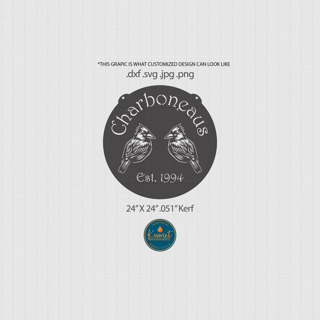 Two Cardinals Personalized Sign DXF/SVG design preview with file details (photo 3)