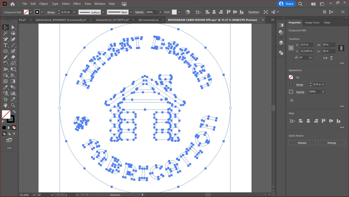 Custom Cabin Round Sign vector paths in design software (photo 4)