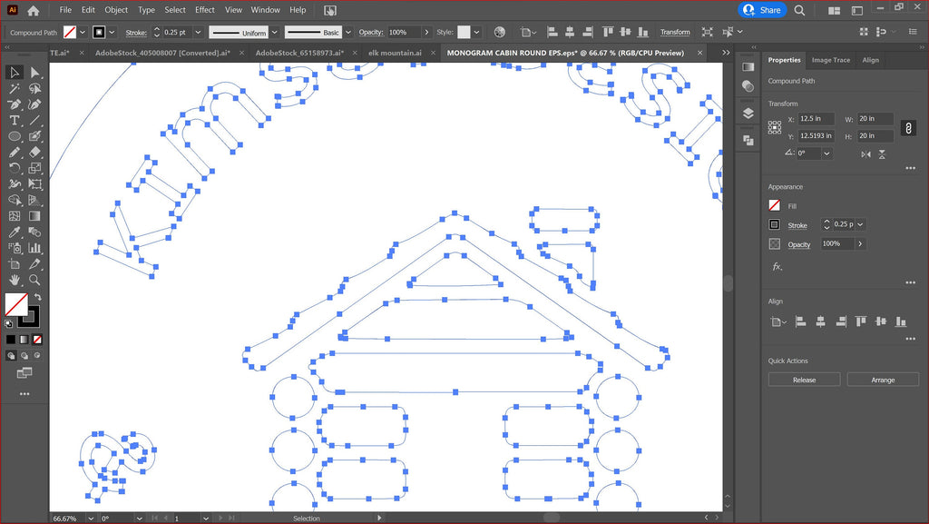 Custom Cabin Round Sign vector paths in design software (photo 6)