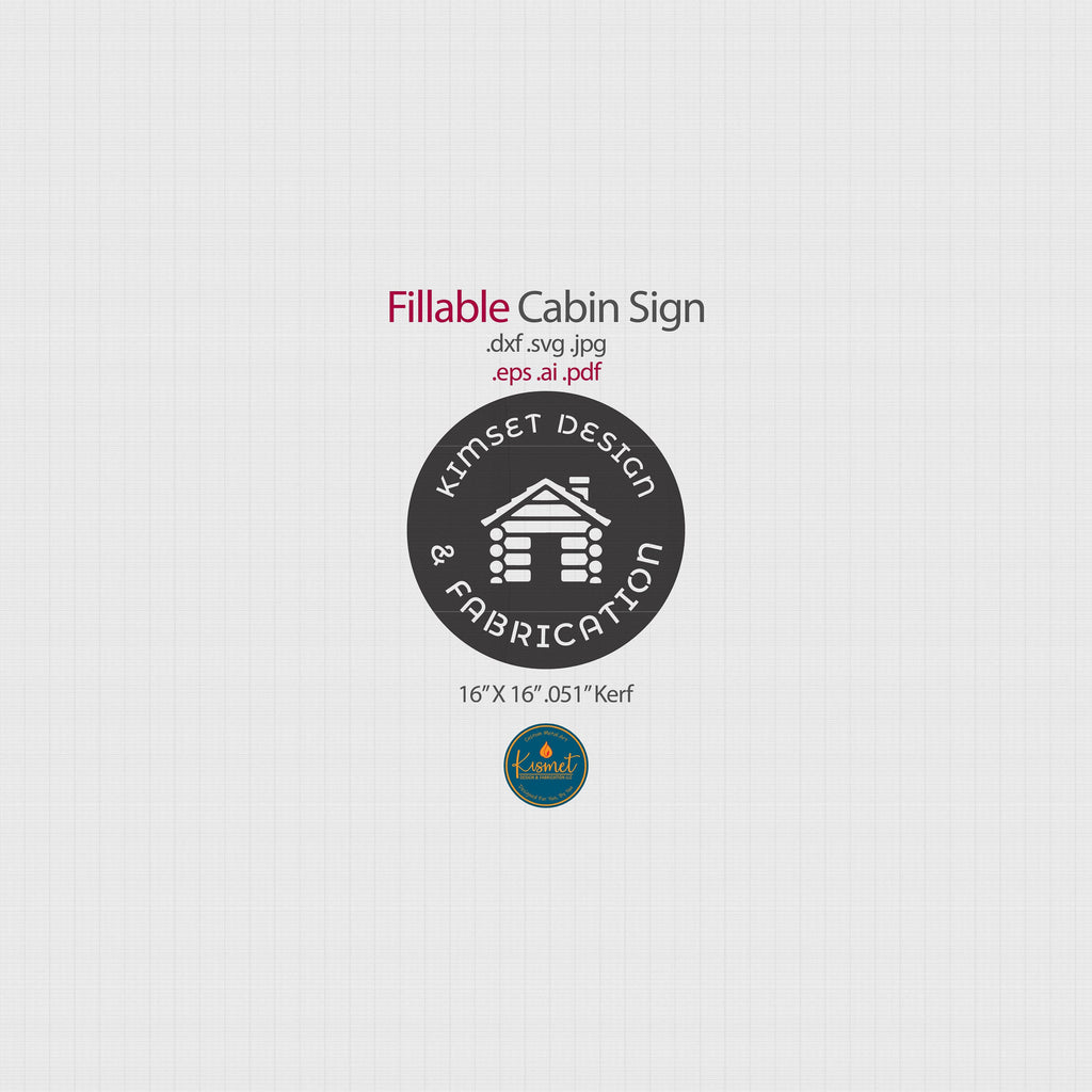 Custom Cabin Round Sign DXF/SVG design preview with file details