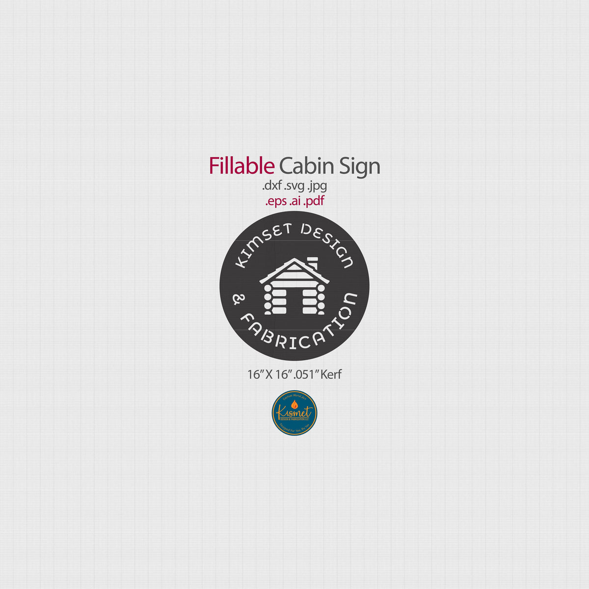 Custom Cabin Round Sign DXF/SVG design preview with file details