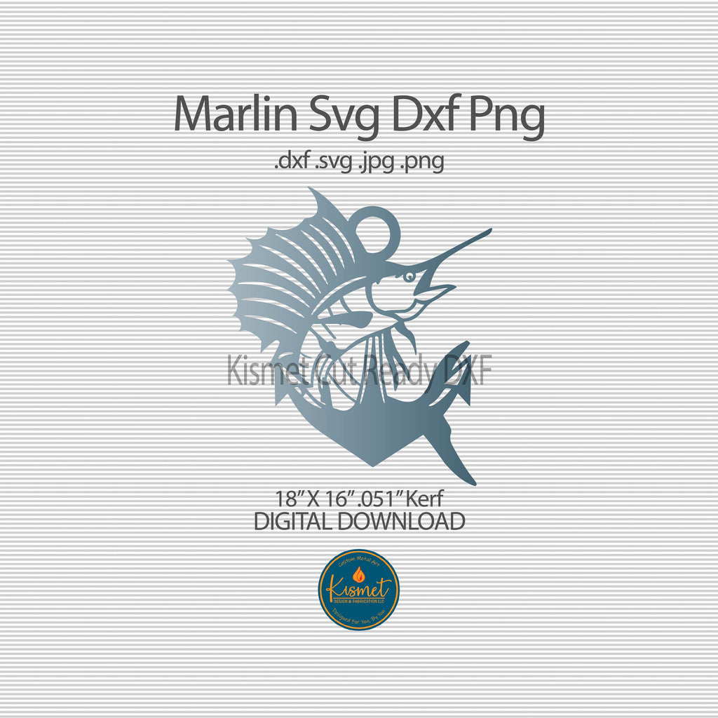 Sailfish Marlin and Anchor DXF/SVG design preview with file details (photo 9)