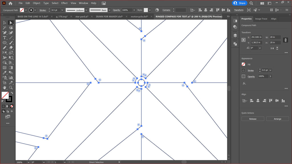 Eight Point Compass Rose DXF/SVG design preview with file details (photo 4)