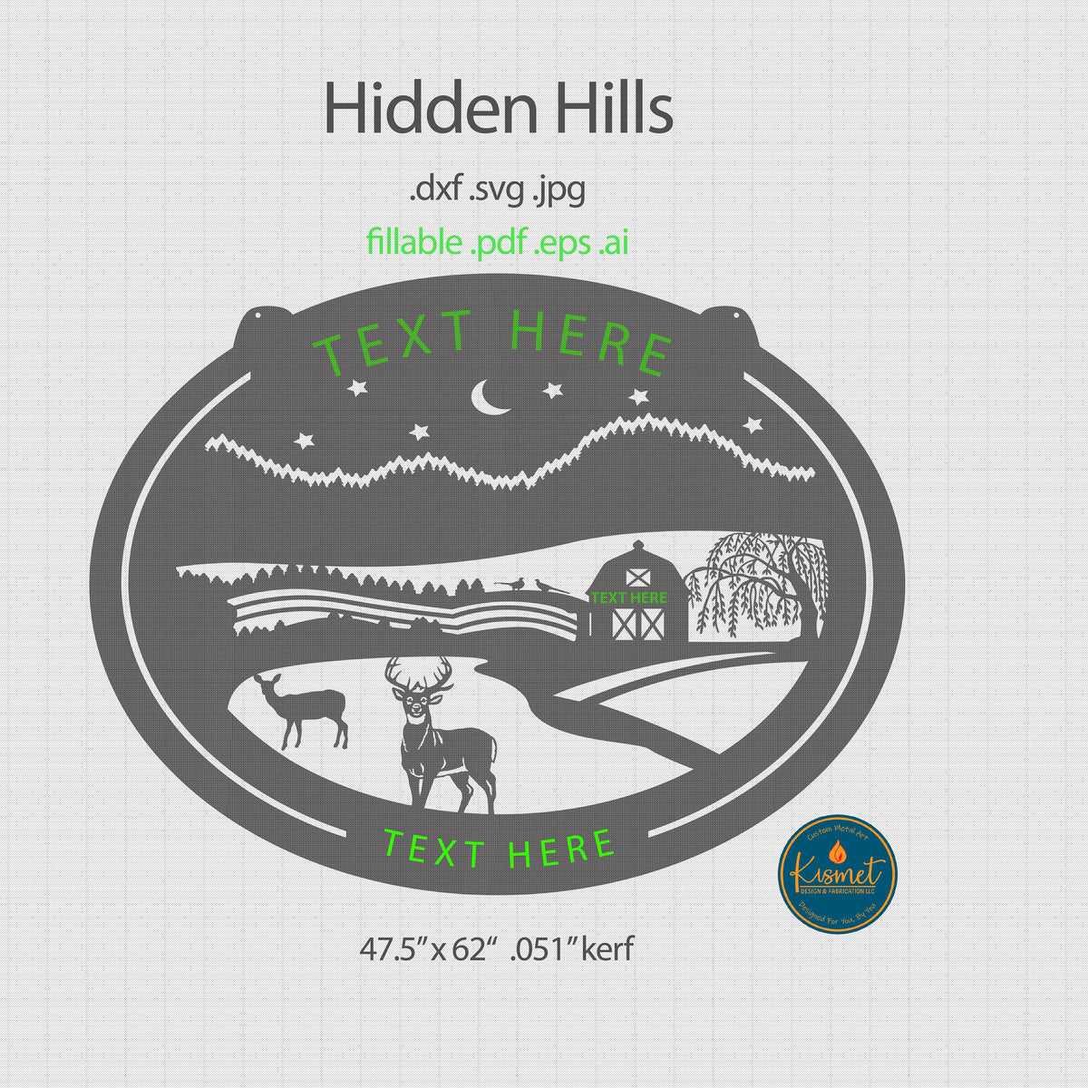 Personalized Willow Tree Farm Sign DXF/SVG design preview with file details