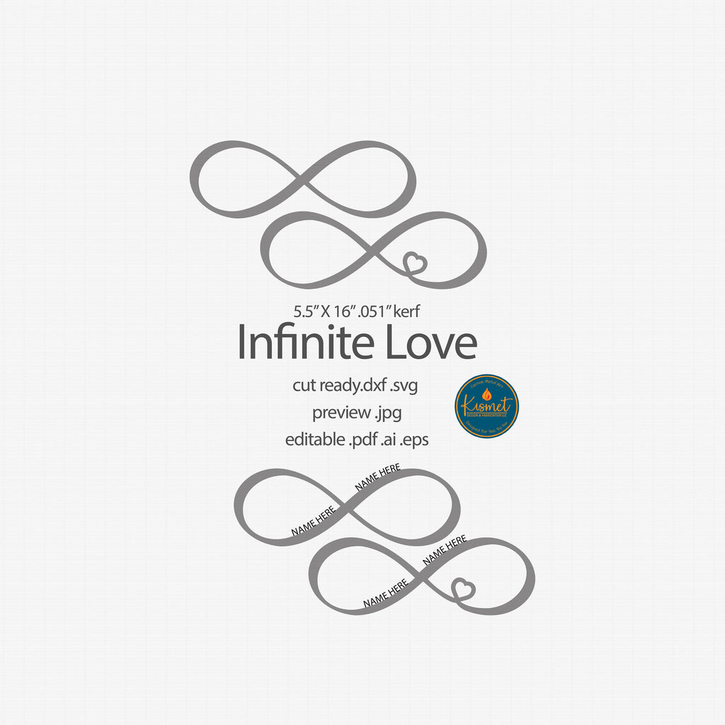 Infinity Heart Wedding Sign DXF/SVG design preview with file details