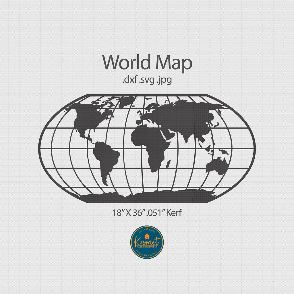 World Map Globe Wall Art DXF/SVG design preview with file details