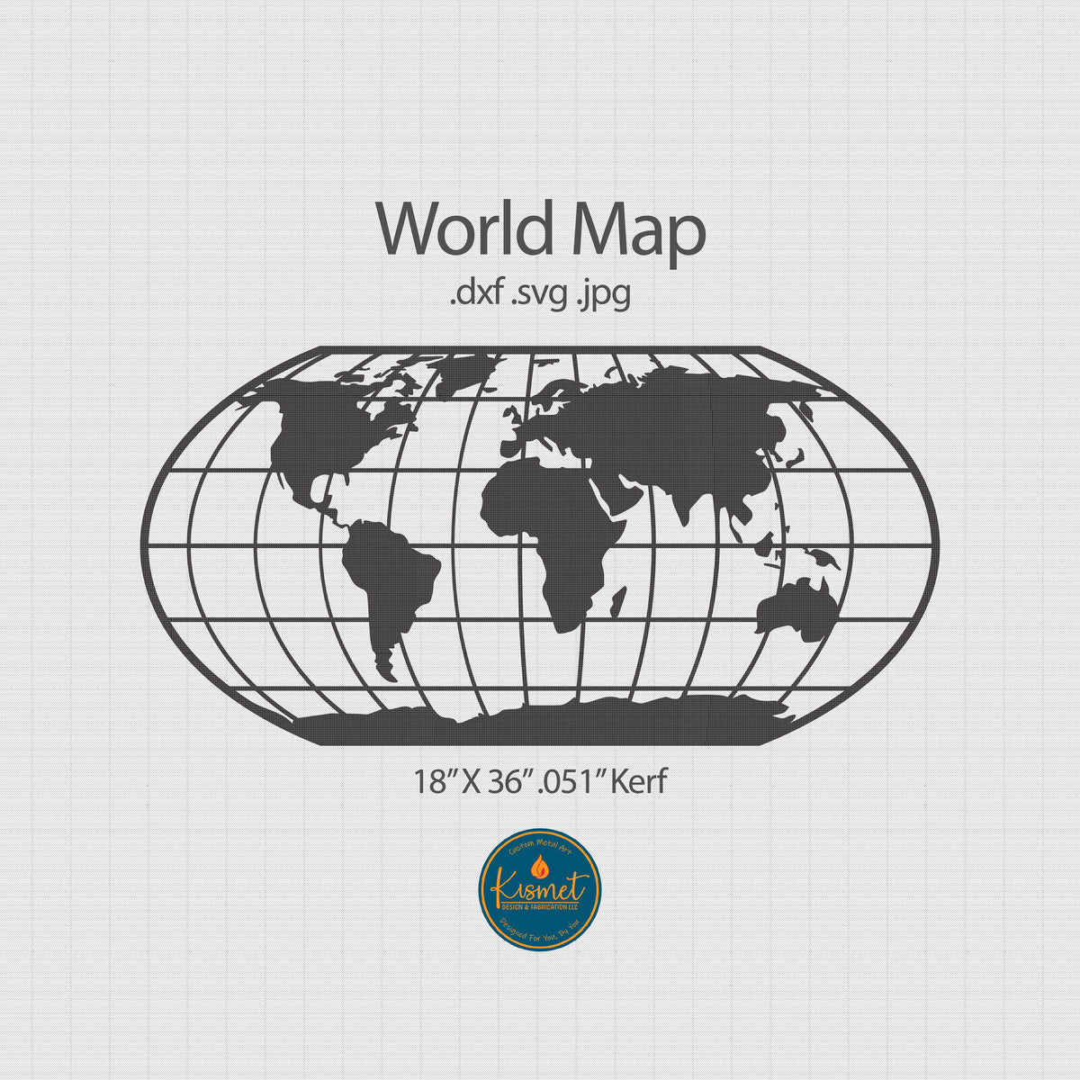 World Map Globe Wall Art DXF/SVG design preview with file details