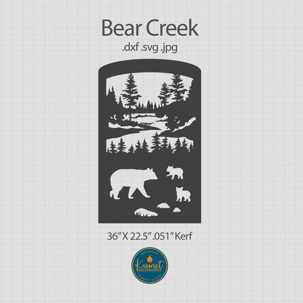 Bear Creek Wildlife Panel DXF/SVG design preview with file details