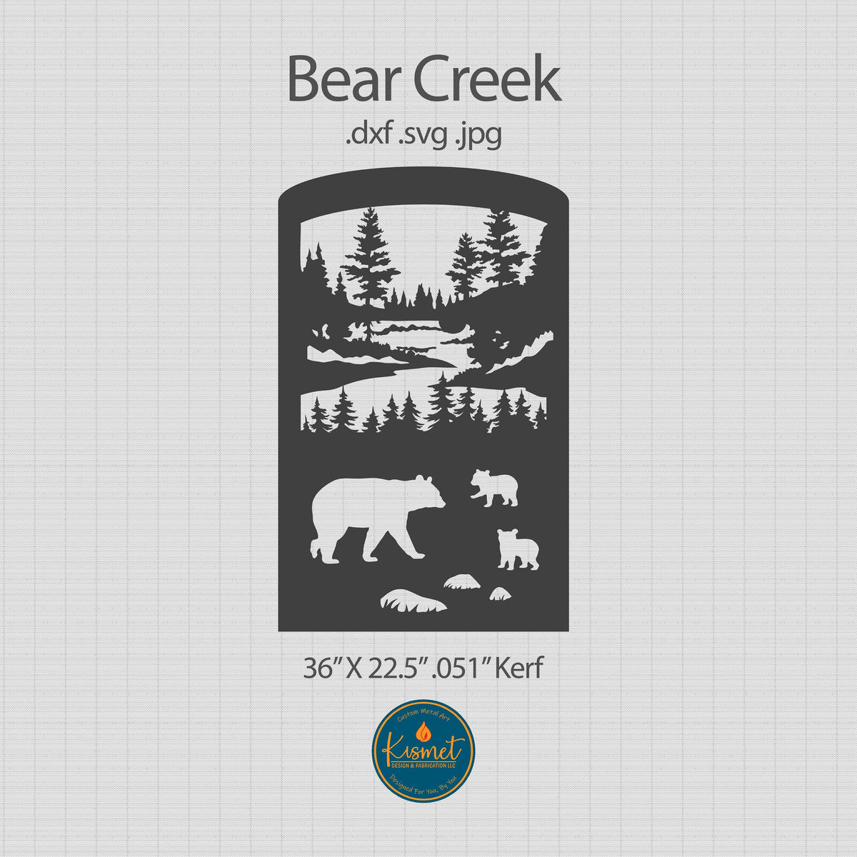 Bear Creek Wildlife Panel DXF/SVG design preview with file details