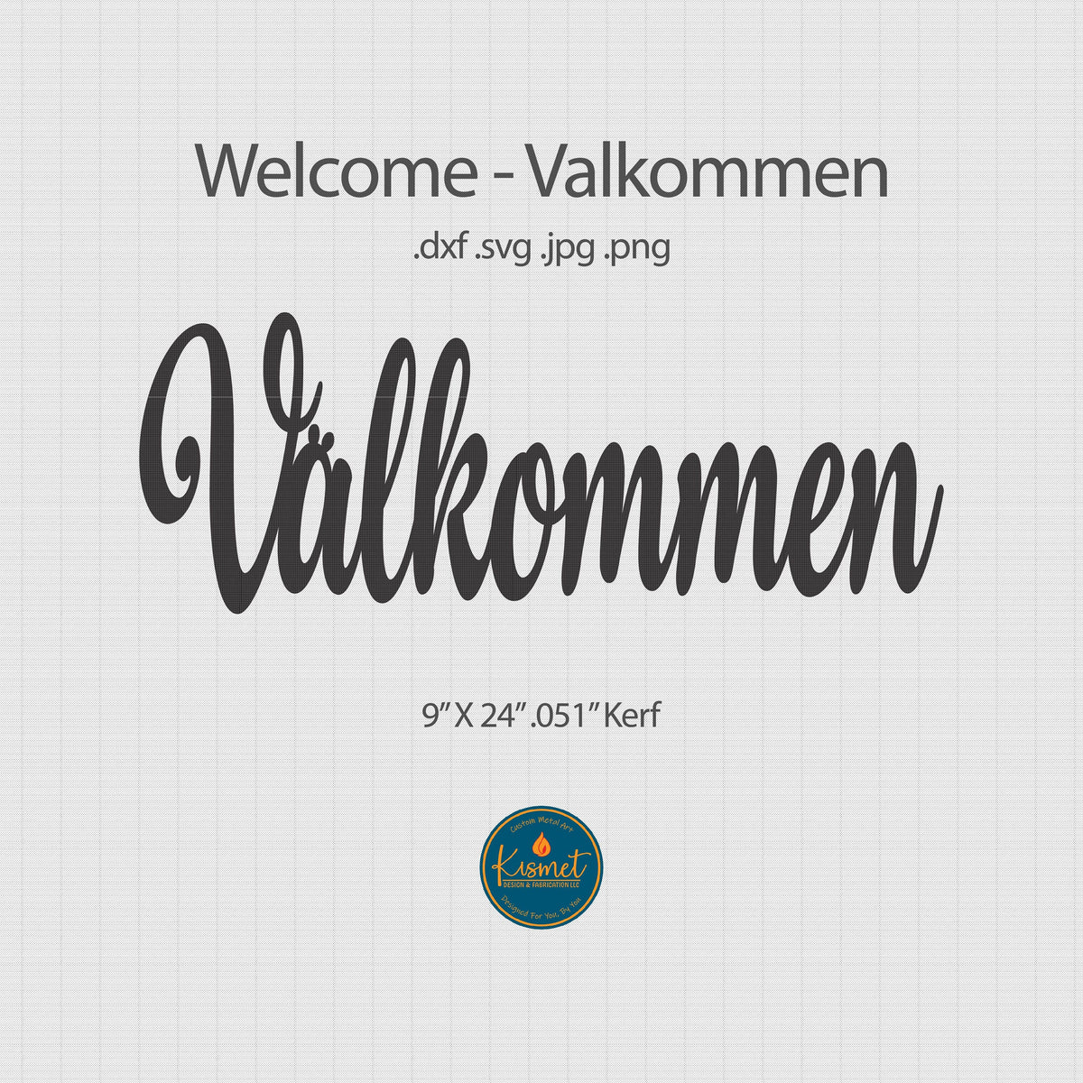 Välkommen Swedish Welcome Sign DXF/SVG design preview with file details