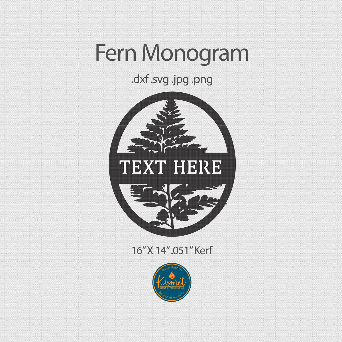 Fern Monogram Sign DXF/SVG design preview with file details