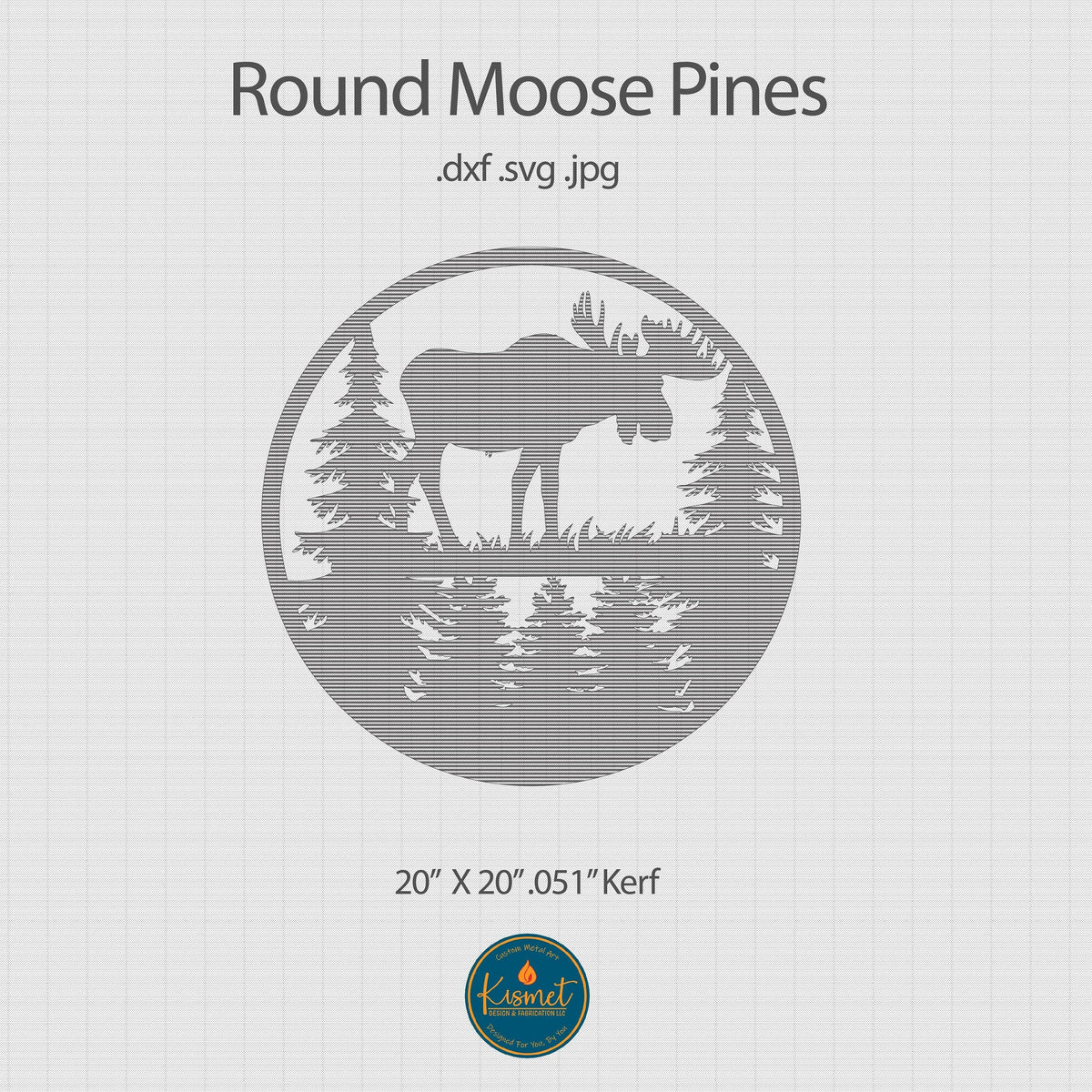 Round Moose Pines Sign DXF/SVG design preview with file details