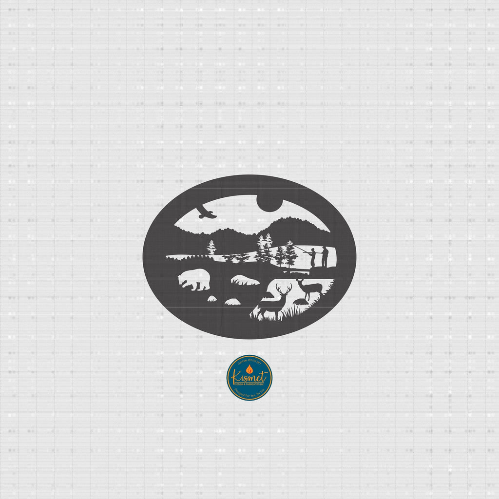 Bear Deer Fishing Wildlife Oval artwork preview