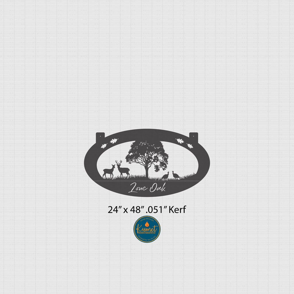 Oak Tree Deer Turkey Farm Sign DXF/SVG design preview with file details