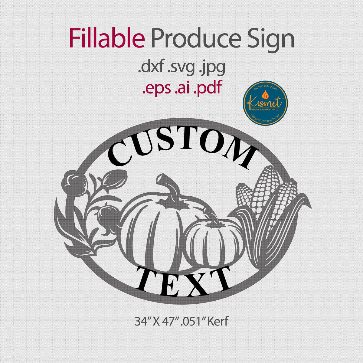 Personalized Produce Farm Sign DXF/SVG design preview with file details