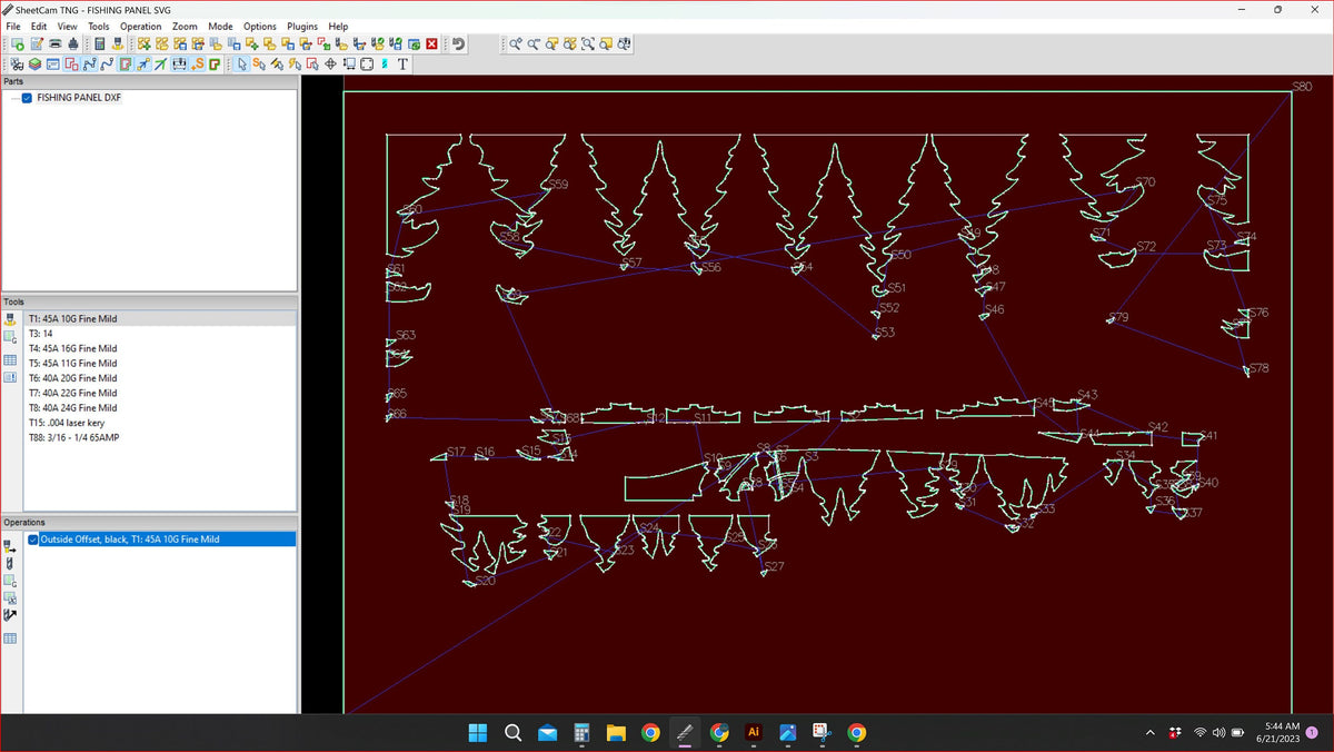 Boys Fishing Forest Panel vector paths in design software