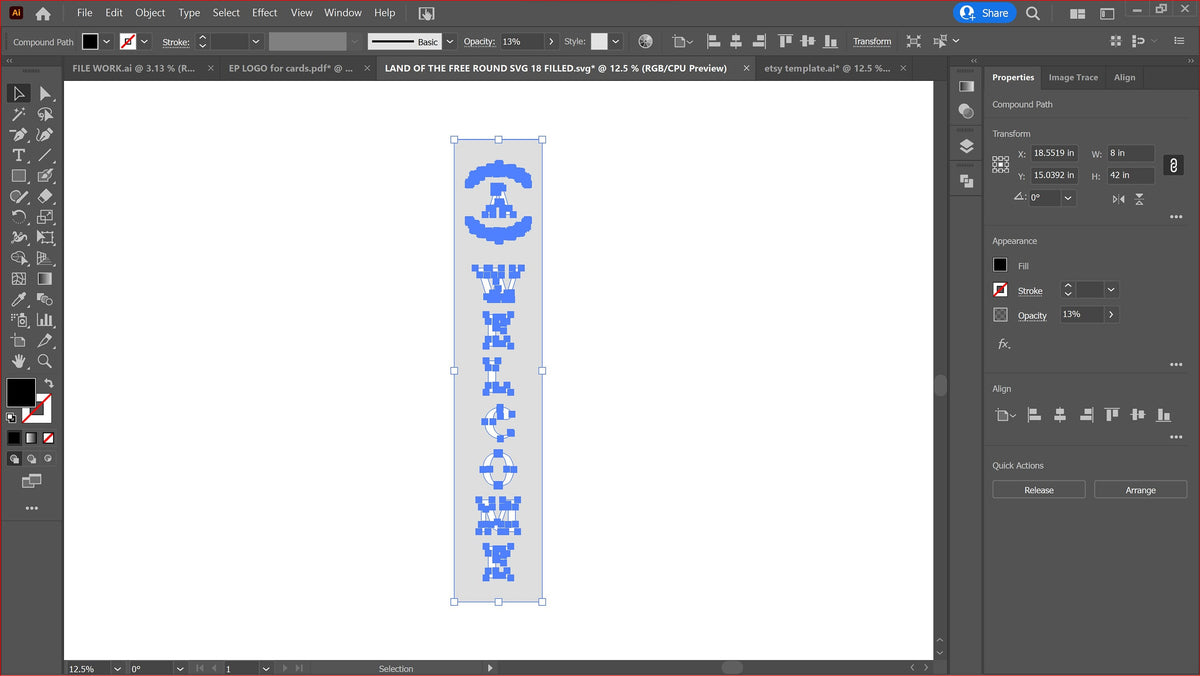 Vertical Monogram Welcome Porch Sign vector paths in design software