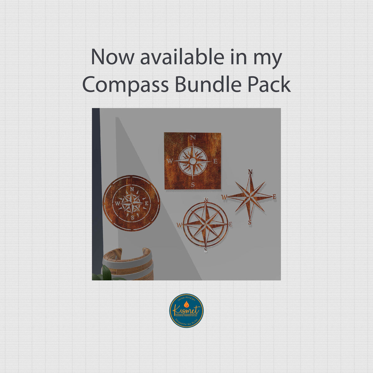 Compass Rose Square Panel DXF/SVG design preview with file details (photo 8)