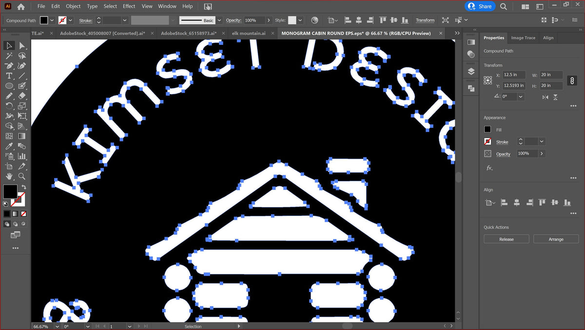 Custom Cabin Round Sign vector paths in design software (photo 7)