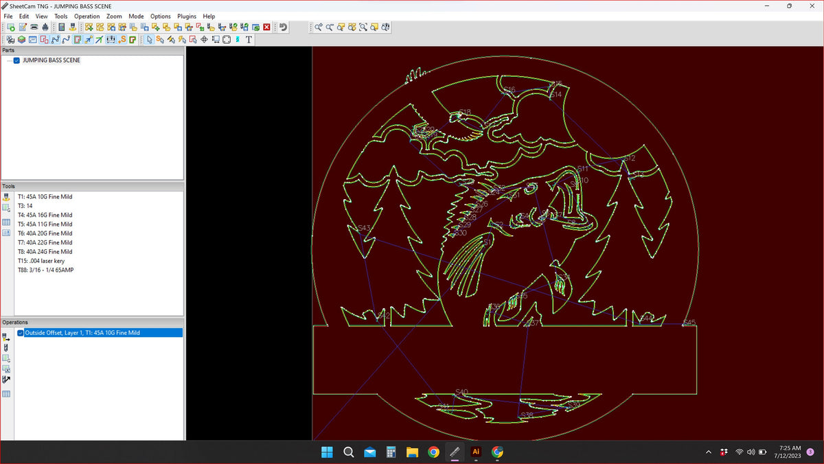 Jumping Bass Name Sign vector paths in design software (photo 8)